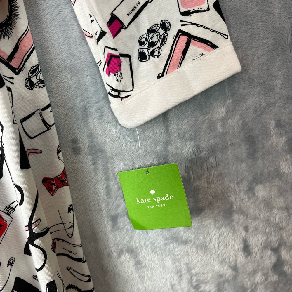 NWT Kate Spade Dream A Little Dream Nightshirt Sz Large Multicolor Lipstick - Picture 10 of 14